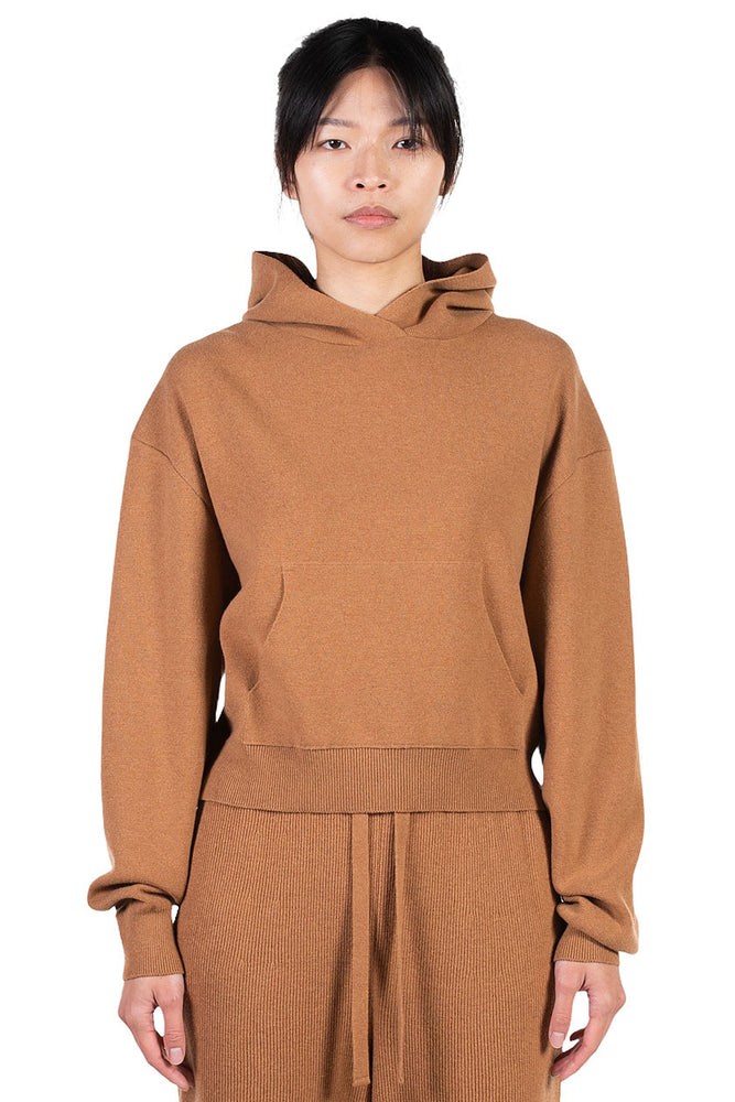 Nanushka Camel Cashmere Blend Knit Hoodie