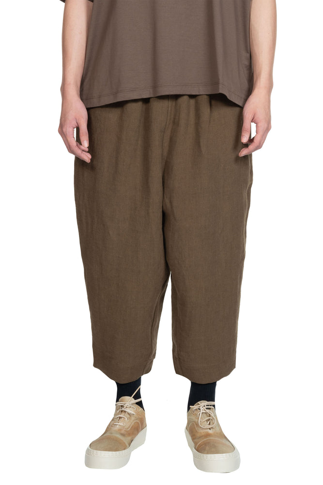 Kar Elastic Linen Trousers Olive Green