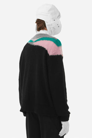 C2H4 Ellipse Panelled Mohair Sweater Black 