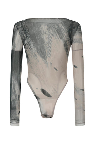 Oude Waag Grey Mesh Print Bodysuit