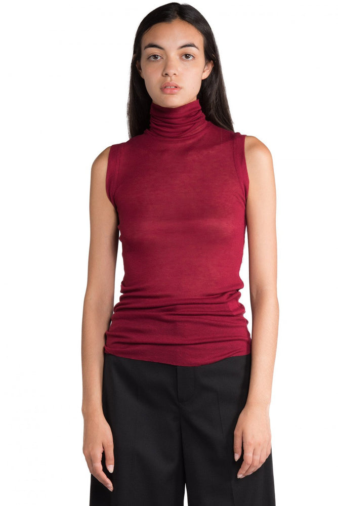 Greyyang Wine Sleeveless Turtle Neck 