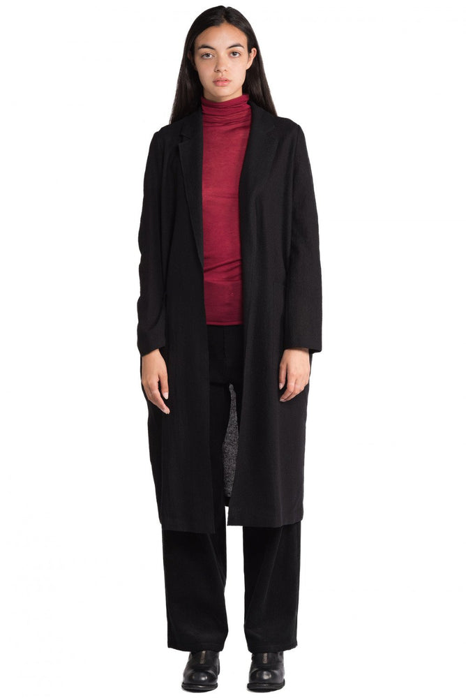 Greyyang Black Wool Cardigan Coat