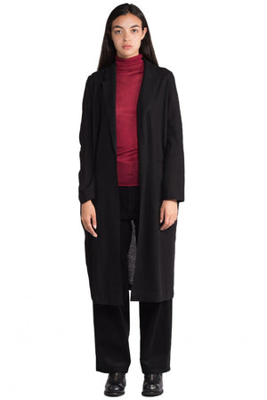 Greyyang Black Wool Cardigan Coat