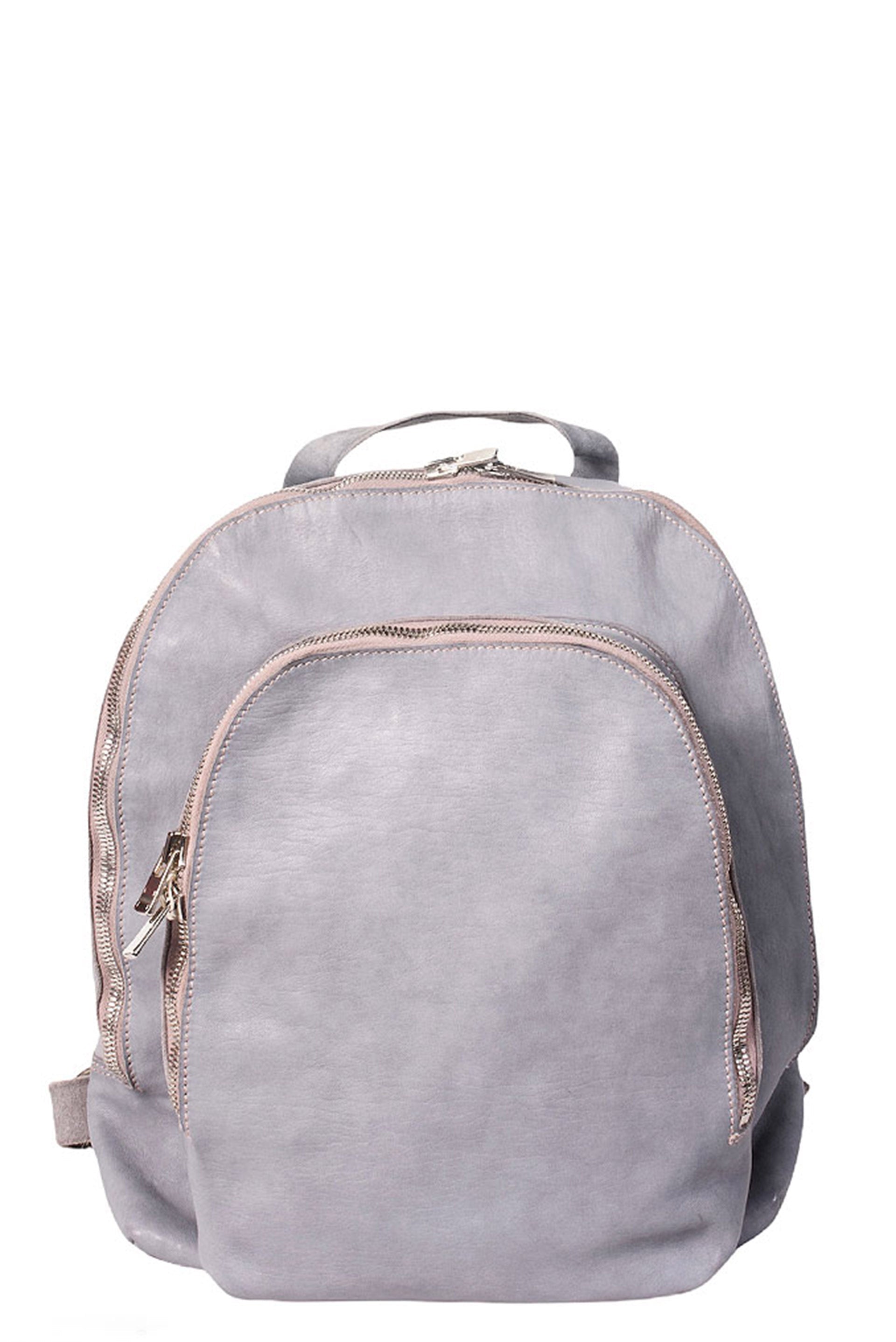 DBP05 Grey Zip Leather Backpack