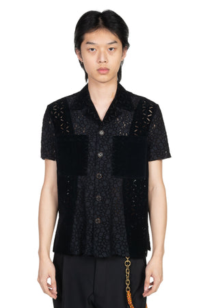 Andersson Bell Half Sheer Flower Lace Shirt Black