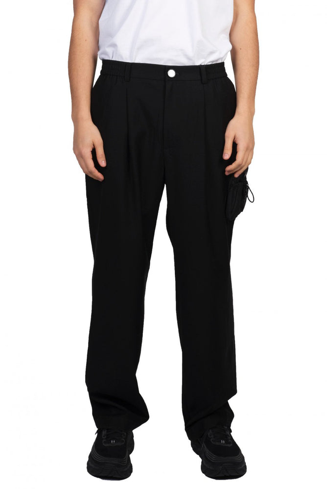 IISE Black Wool Pocket Pants