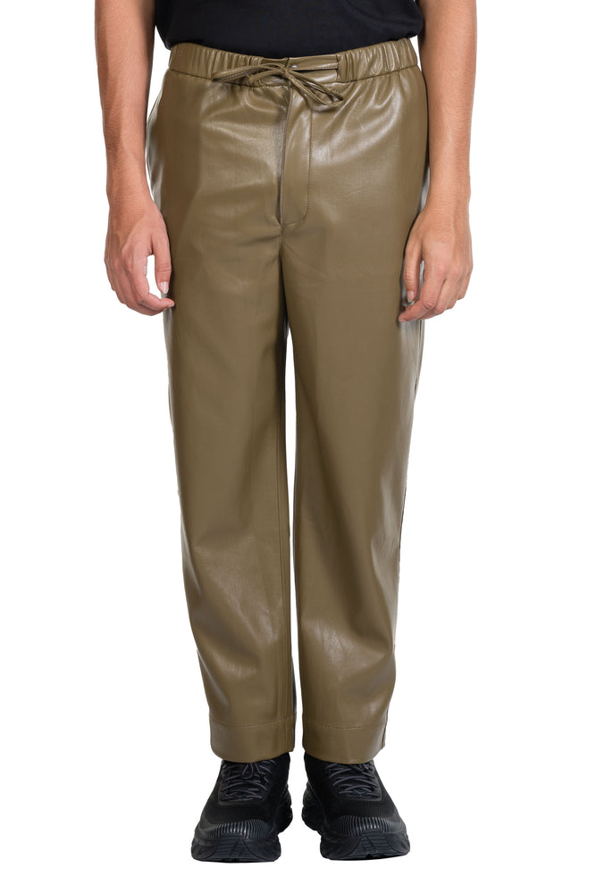 Nanushka Jain Vegan Leather Relaxed Pants Olive