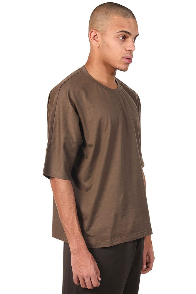 Kar Round Neck Brown T-shirt for Men
