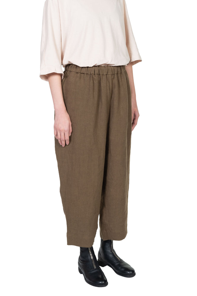 Kar Elastic Linen Trousers Olive