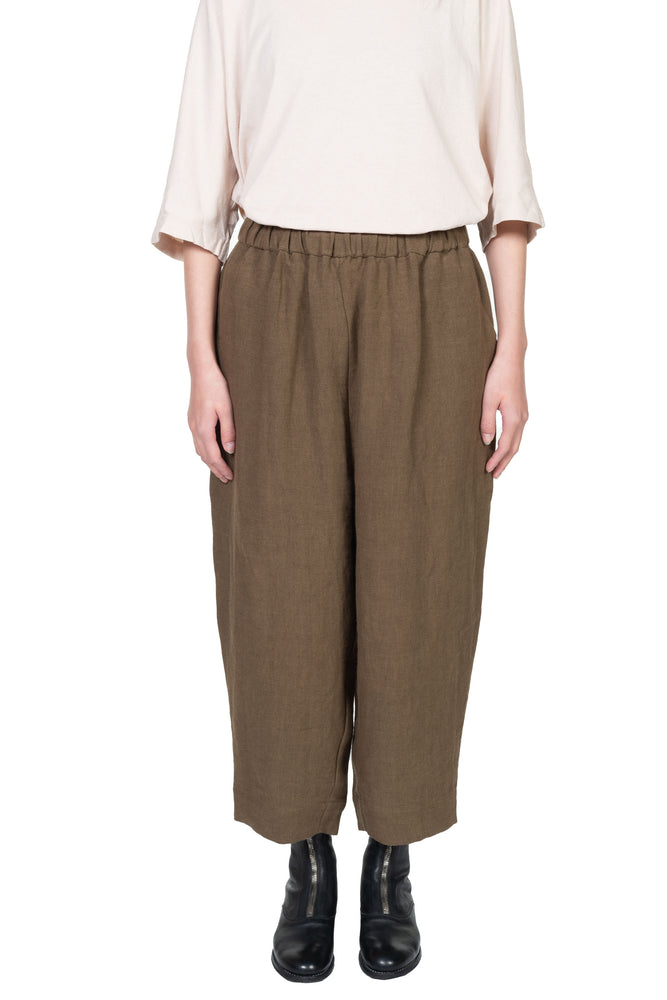 Kar Elastic Linen Trousers Olive