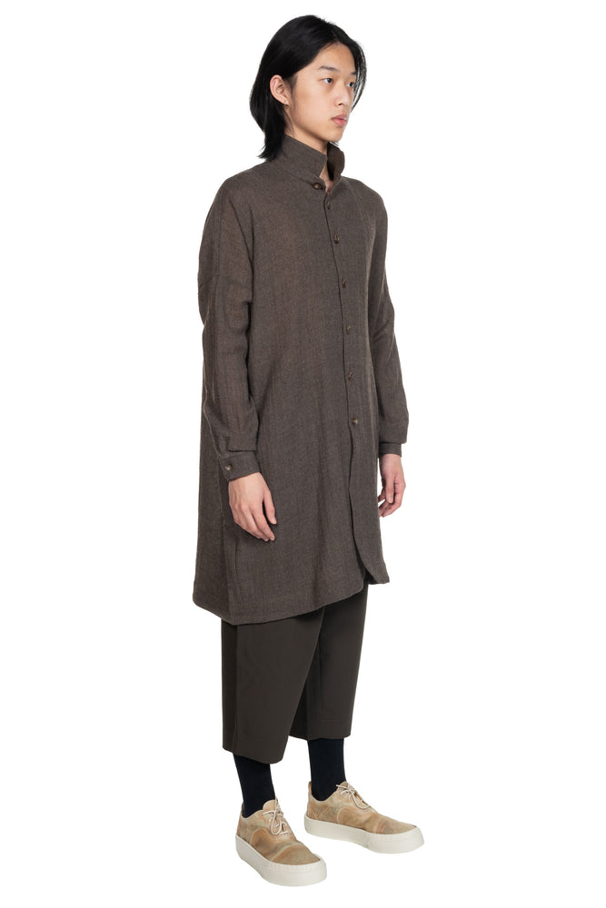 Kar Long Wool Shirt Aubergine Brown