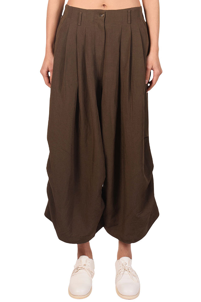 Side Pleated Linen Trousers