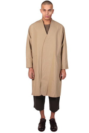 Kar Long Celadon Collarless Coat for Men
