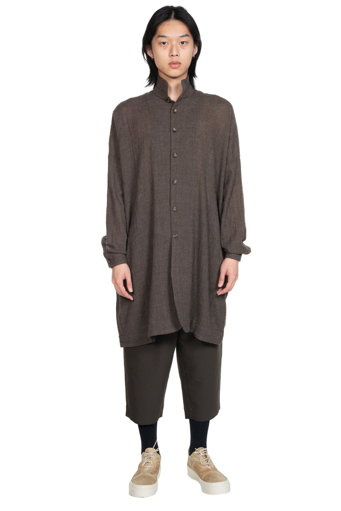 Kar Long Wool Shirt Aubergine Brown