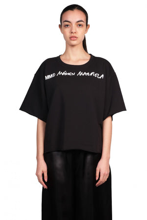 MM6 Black Wide Cropped T-Shirt