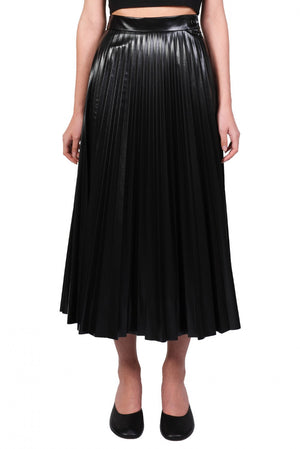 MM6 Black Coated Pleated Skirt