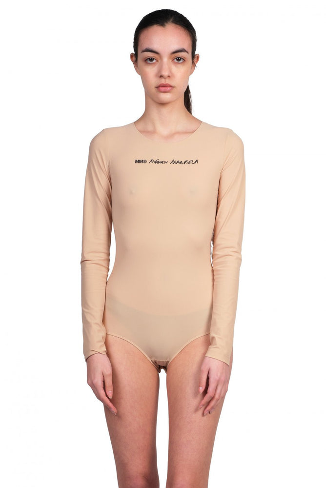 MM6 Beige Logo Bodysuit