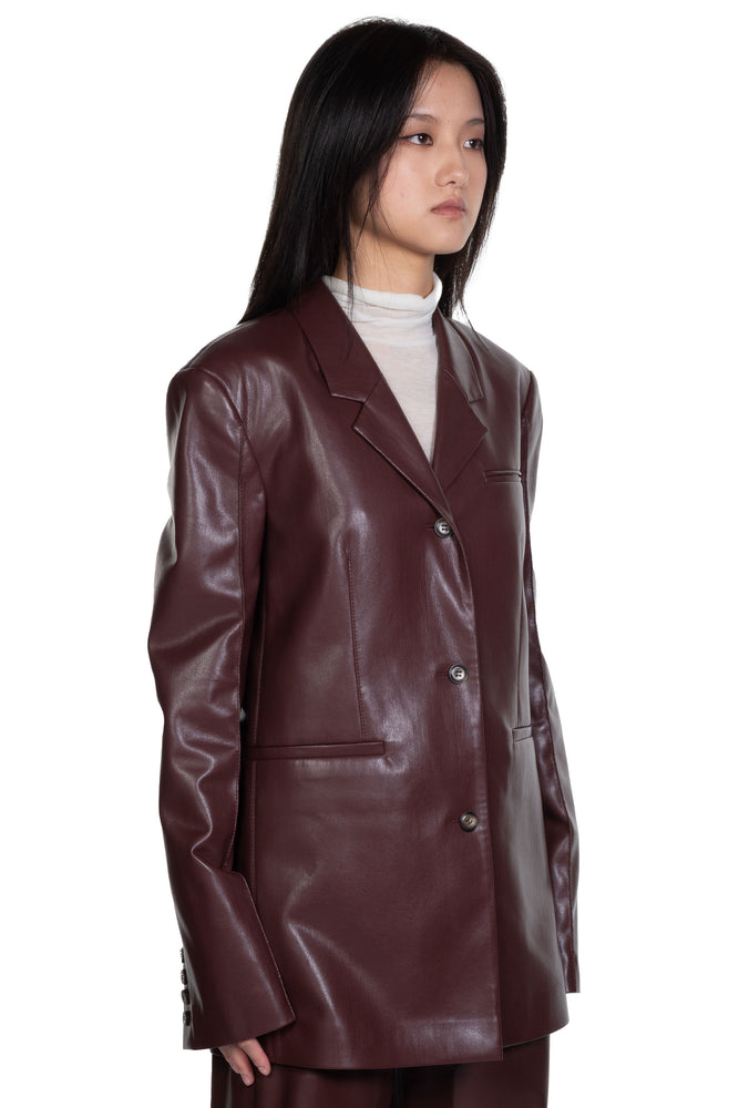 Nanushka Ariza Boxy Fit Blazer Plum
