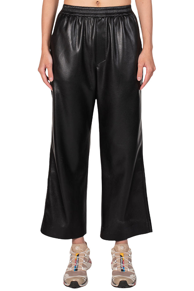 Nanushka Black Vegan Leather Odessa Trousers