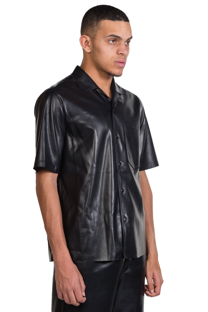 Nanushka Bodil Vegan Leather Shirt Black