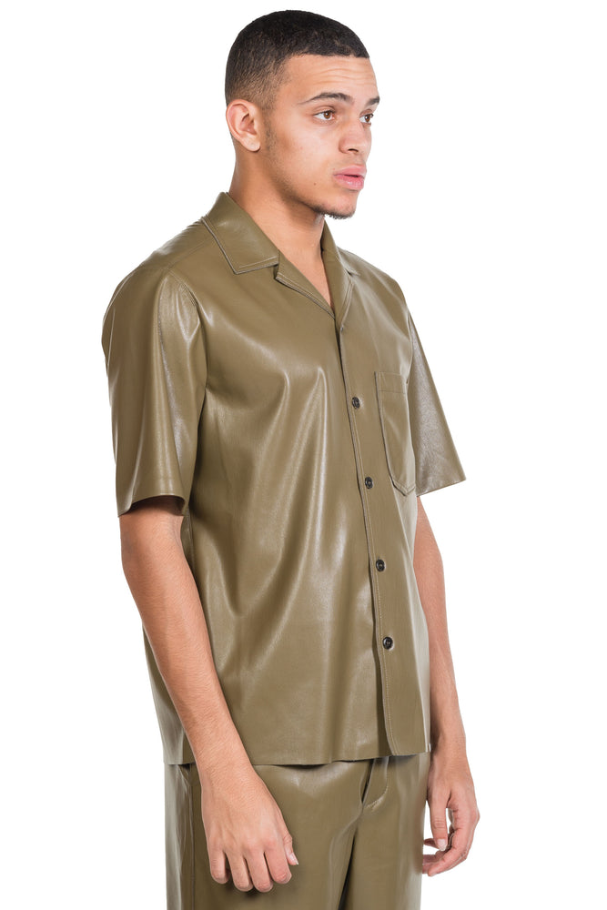 Nanushka Bodil Vegan Leather Shirt Olive