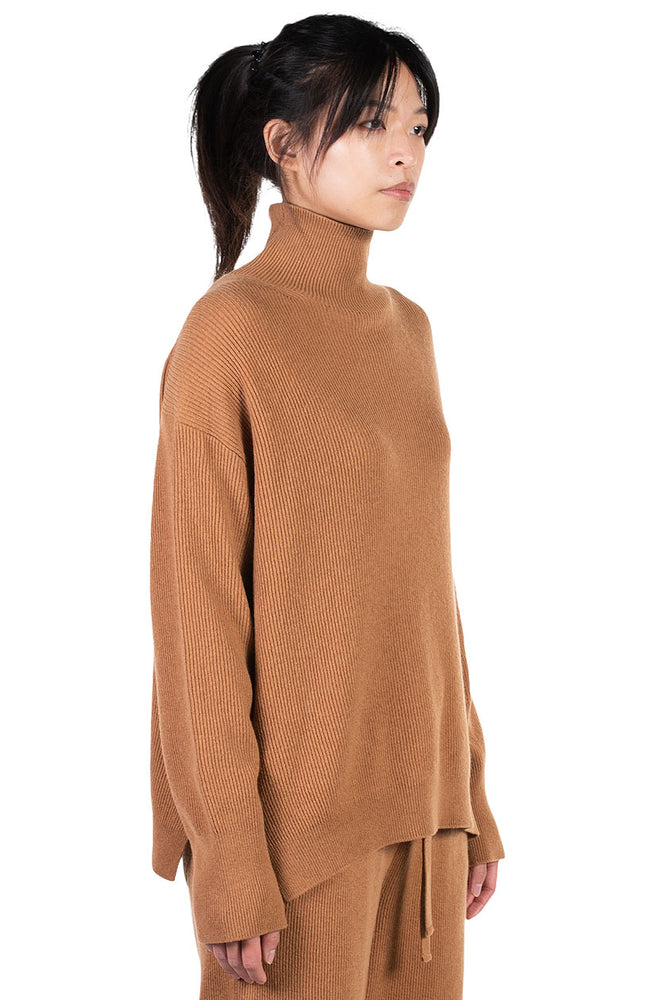 Nanushka Camel Cashmere Blend Mock Neck Sweater
