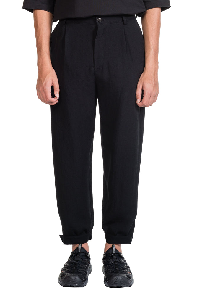 Nanushka Elam Tech Linen Tapered Trousers Black