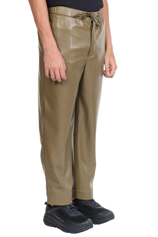 Nanushka Jain Vegan Leather Relaxed Pants Olive