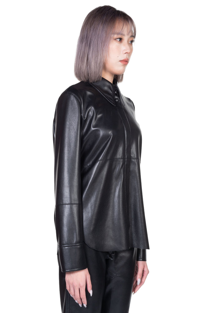 Nanushka Naum Vegan Leather Shirt Black