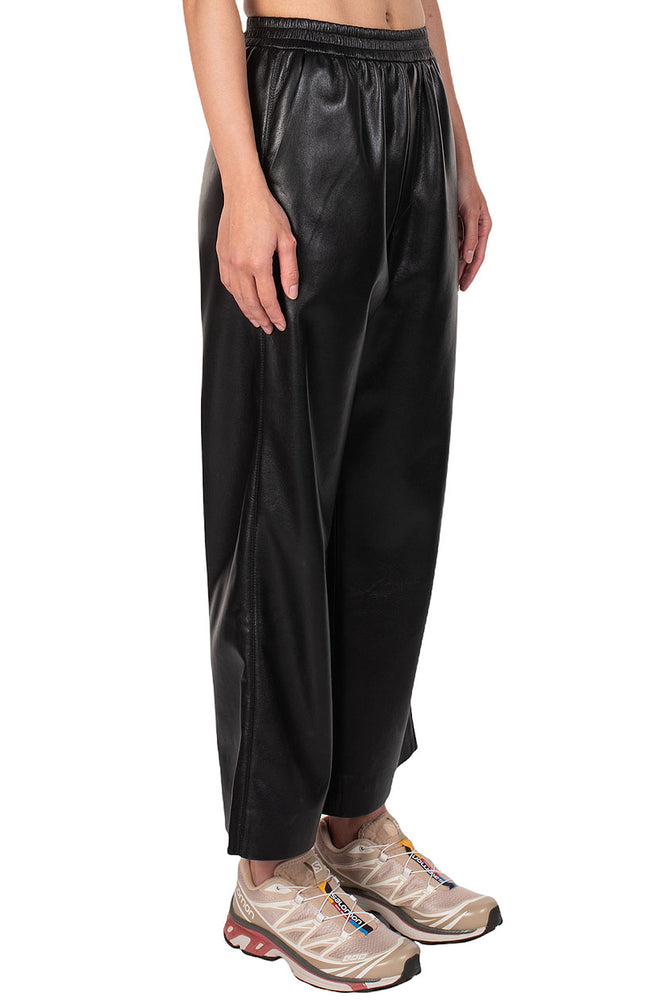 Nanushka Black Vegan Leather Odessa Trousers