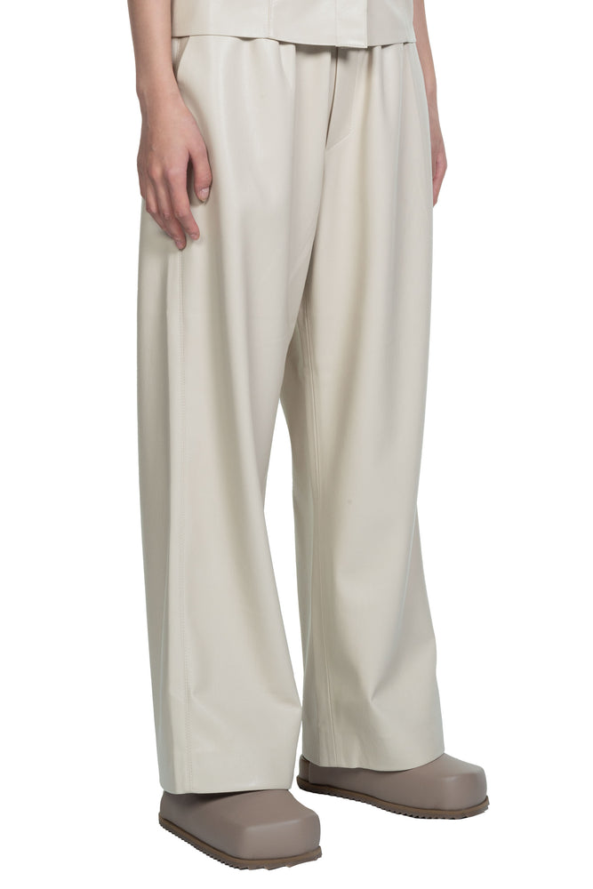 Nanushka Creme Vegan Leather Odessa Trousers