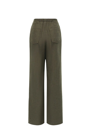 Oude Waag Olive Wool Wide Leg Trousers