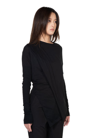Oude Waag Asymmetric Knitted Long Sleeve Top Black