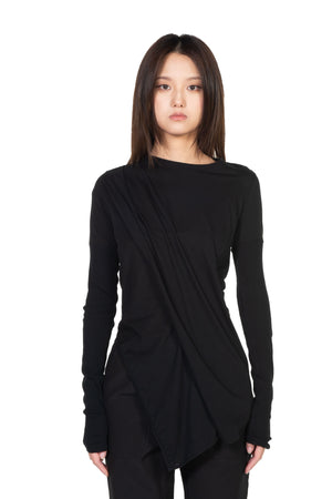 Oude Waag Asymmetric Knitted Long Sleeve Top Black