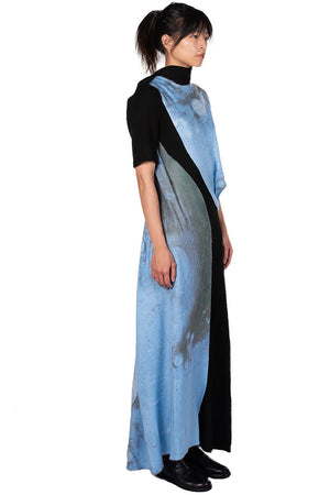 Oude Waag Blue Printed Asymmetric Draped Dress