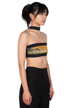 Oude Waag Yellow Printed Double Layer Tube Top