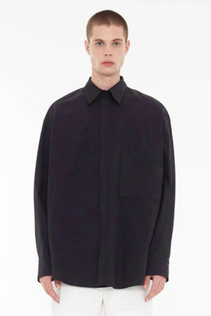 P. Andrade Waxed Poplin Shirt Black