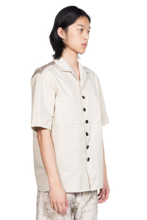 Peng Tai Nylon Linen Button Working Shirt Moon Mist