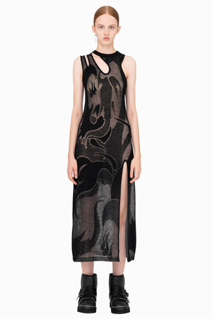 Feng Chen Wang Phoenix Transparent Jacquard Dress 
