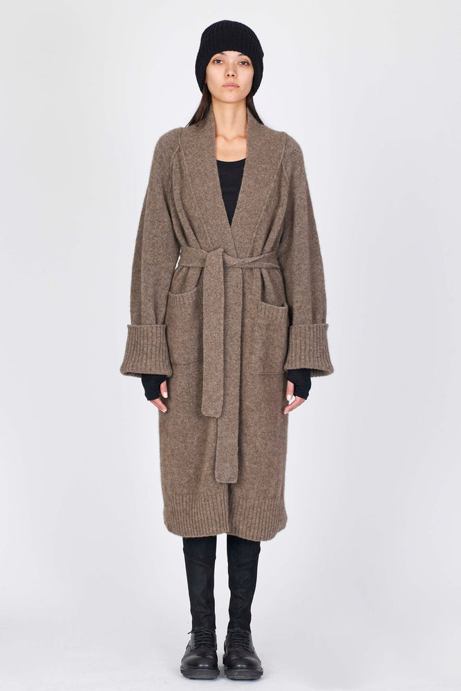 Isabel Benenato Shawl Collar Single Breasted Wool Coat Taupe