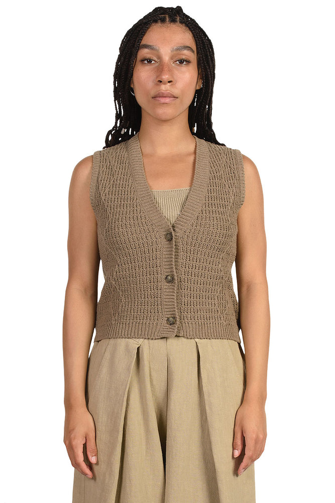 Monica Cordera Taupe Cable Waistcoat