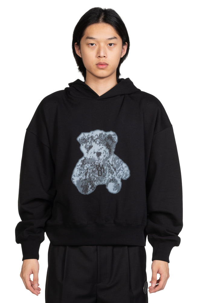 We11done Black New Teddy Back Logo Hoodie