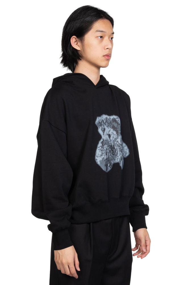 We11done Black New Teddy Back Logo Hoodie
