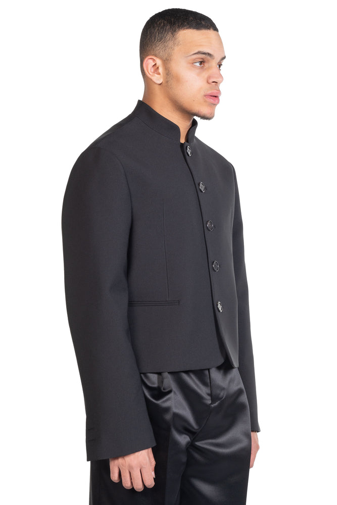 We11done Black Stand Collar Crop Jacket