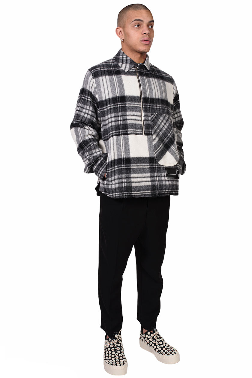 We11done Grey Wool Plaid Anorak Jacket | UJNG