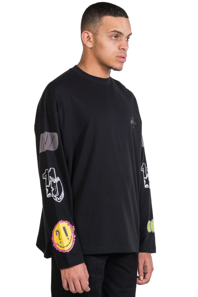 We11done Black We11done Heart Logo LS T-Shirt