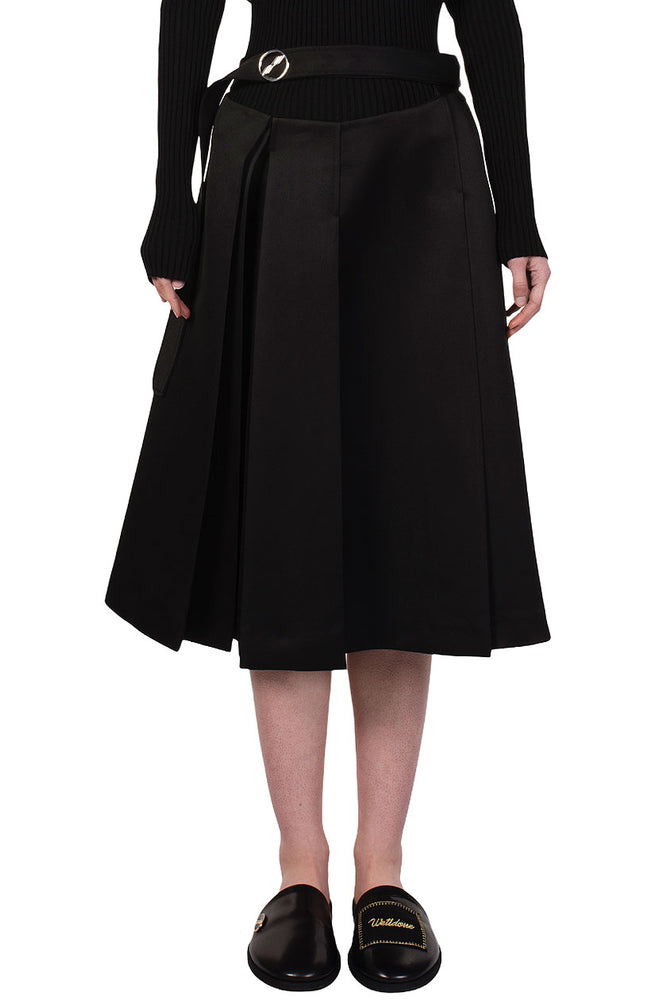 We11done Black Pleated Midi Skirt