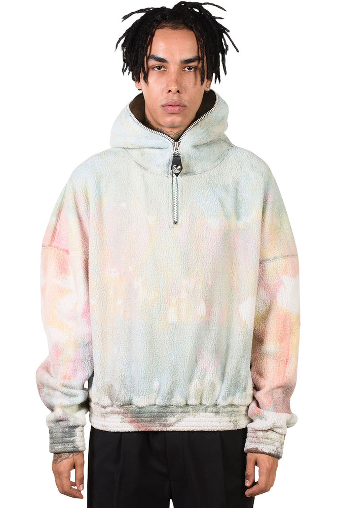 We11done Tie Dye Half Zip Fleece Hoodie