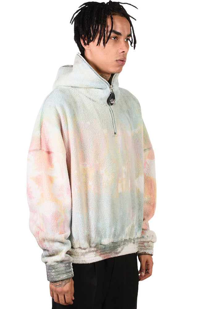 We11done Tie Dye Half Zip Fleece Hoodie