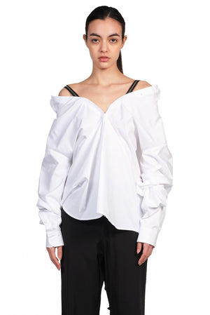 We11Done White Zip Detail Long Sleeve Shirt